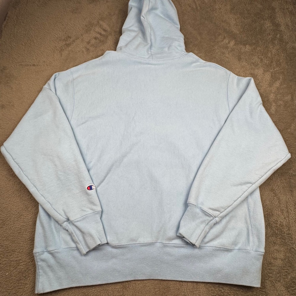 Champion Reverse Weave Hoodie Mens XL Blue Excellent Vintage Script Logo GF68 - Picture 3 of 8